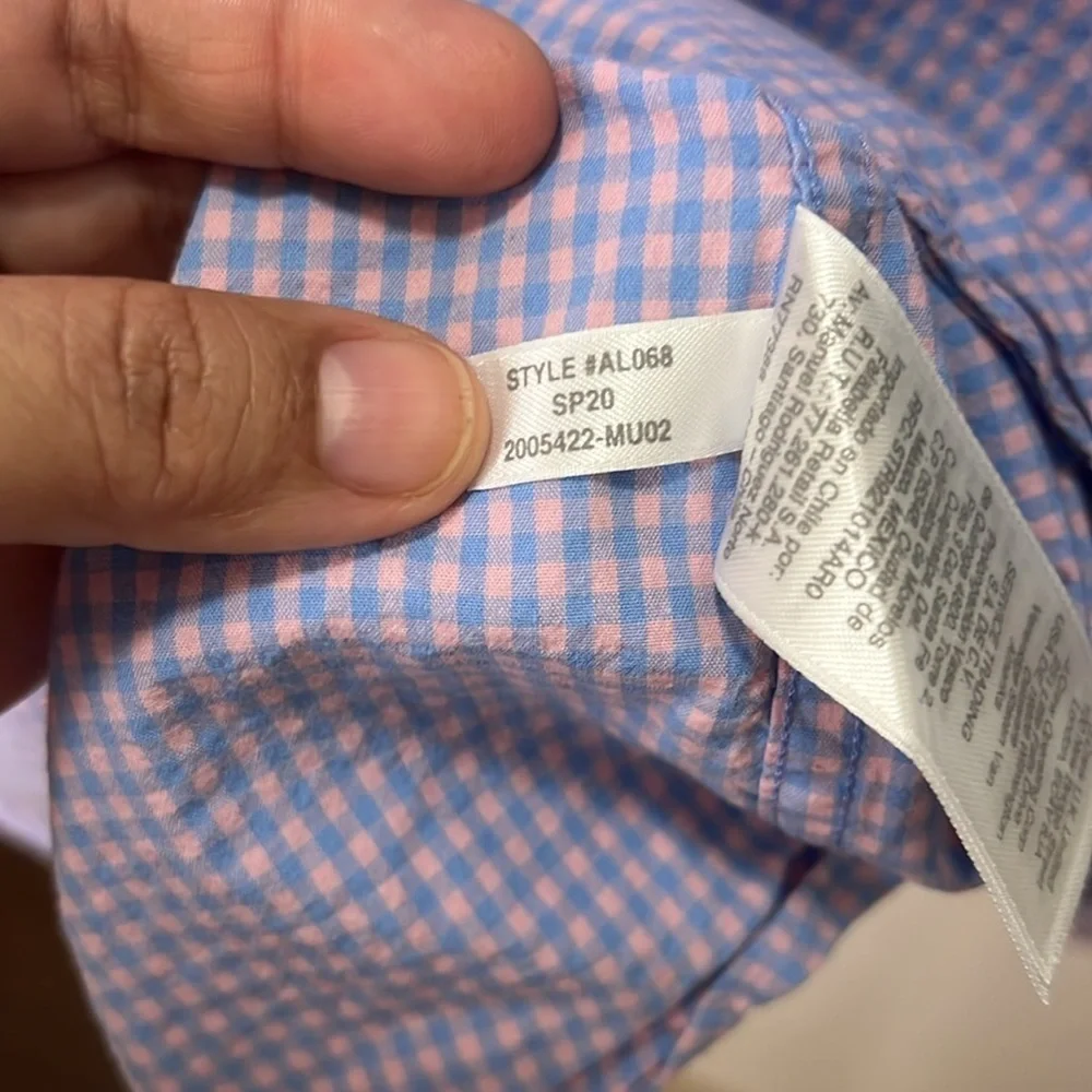 J. Crew long sleeve button down classic fit flex washed pink blue check Small